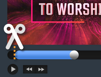 Graphical scissors trimming video clip